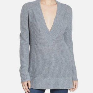 BP Women's Oversized V-Neck Sweater Heather Grey